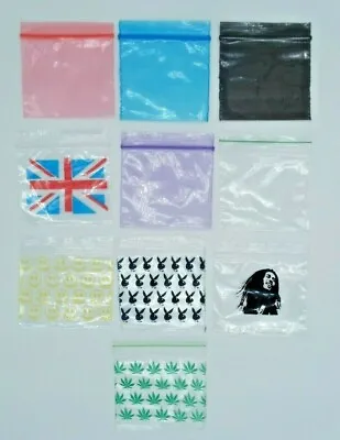 50 X 50 Plastic Sealy Grip ZIP LOCK ZIPPER Gummy Bags Bagges Colors Leaf Smile • £14.99