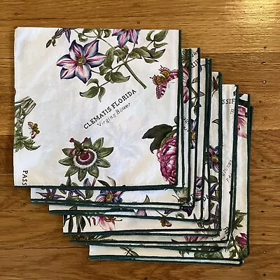 Set Of 6 Portmeirion Botanic Garden Cloth Linen Napkins Vintage • $28