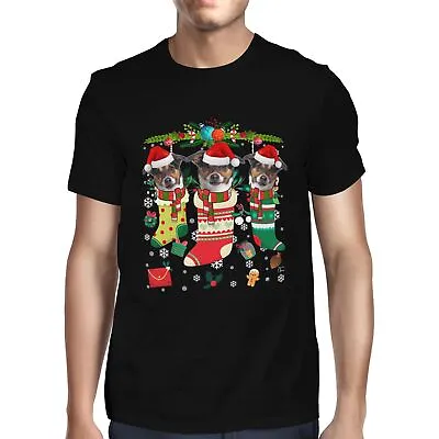 £7.99 • Buy 1Tee Mens Christmas Stockings With Adorable Jack Russell Terrier Dogs T-Shirt