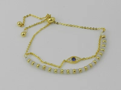 $0.99 • Buy UNWRITTEN Gold Flash-Plated Genuine White Quartz Evil Eye Multi-Strand Adjustab