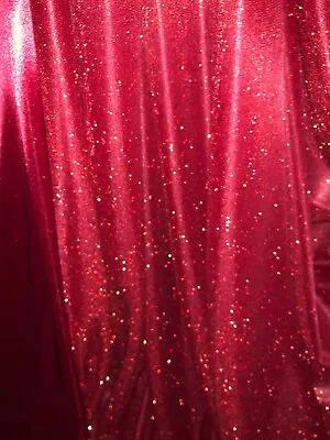 £7.95 • Buy 1 Mtr Red Sparkly Glitter Stretch Moonlight Fabric 58”Wide Stage Dress Backdrop