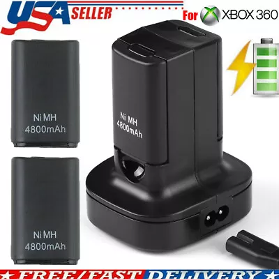 Rechargeable Battery Pack + Charger Cable Dock For XBOX 360 Wireless Controller • $14.59