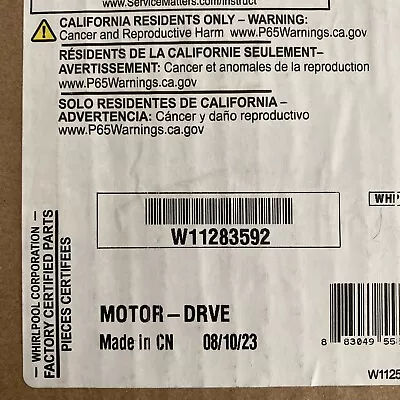 Whirlpool Washing Machine Drive Motor W11283592 NEW OEM NH-017 • $93