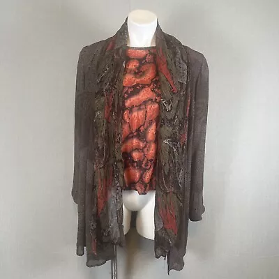 VTG Platinum Dorothy Schoelen Womens Art To Wear Open Duster Vest Tank Top Scarf • $49.95