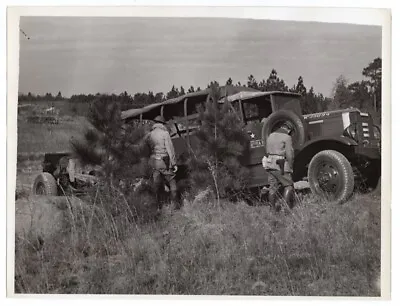 WW2 17th Field Artillery Truck Towing M3 105mm Howitzer Original Photo #2 • $33.99