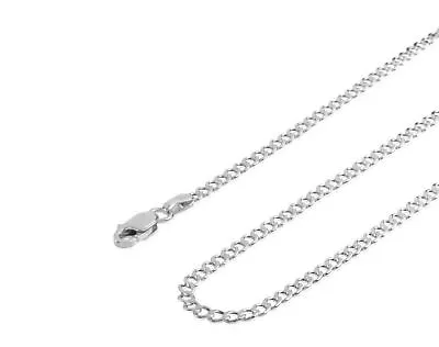 14K Solid White Gold Cuban Link Necklace 2mm 16'' 18'' 20'' 22'' 24'' 26'' 30'' • $157.84