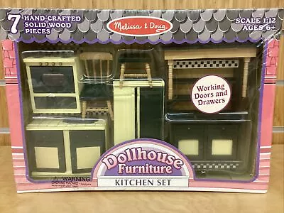 Melissa & Doug Dollhouse Furniture Kitchen Set - 7 Hand-Crafted Wood Pieces • $34.95