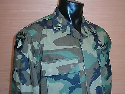 USGI Army 101 Airborne Assault Woodland BDU Camo Combat Coat Jacket Medium Long • $29.99