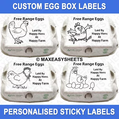 Egg Box Labels Personalised Custom Chicken Hen Egg Boxes Fresh Free Range Eggs • £7.99