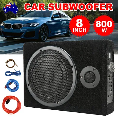 8'' Car Subwoofer Under-Seat 600W Amplifier Speakers Audio Sub Woofer Slim Box • $85.95