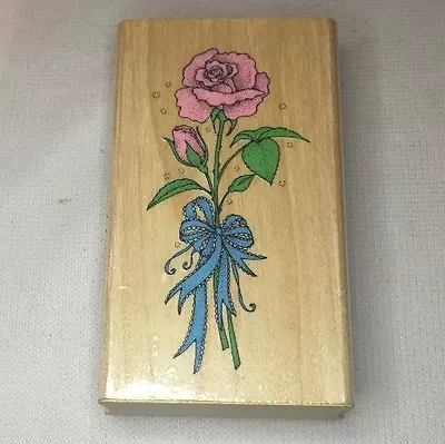 Large Traditional Ribboned Rose 1989 BY HERO ARTS RUBBER STAMP F 618 • $4.77