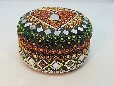 Handmade Mirror Beads & Wire.  Mosaic Trinket Jewelry Box. Pakistani • $12