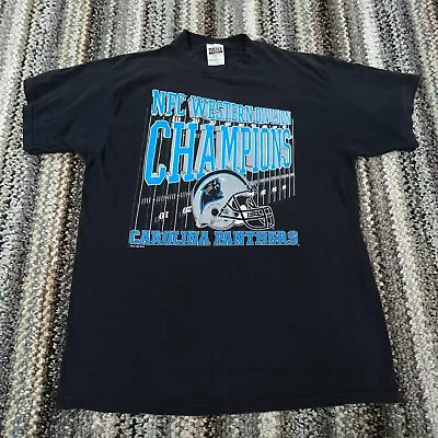 Vintage Carolina Panthers Shirt Men XL Black Tee Spell Out USA 90s Y2K Adult * • $24.91