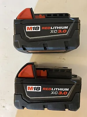 (2) GENUINE 18V Milwaukee 48-11-1828 3.0 AH Batteries M18 XC Red Lithium 18 Volt • $79.99