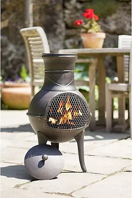 La Hacienda Clifton Chiminea Log Burner Chimney  Patio Heater Steel Fire Pit.🔥 • £79.95