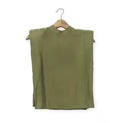 Zara Womens Top Green High Collar Sleeveless Shoulder Pad Top Size S • $27.99