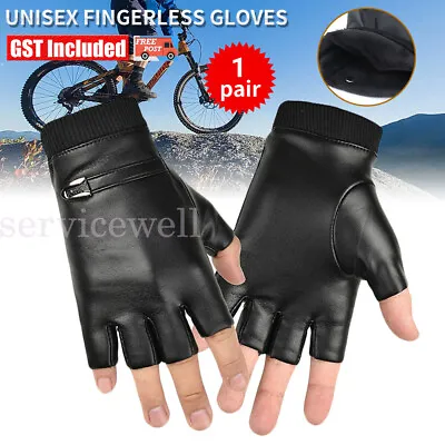 Half Finger Cycling Gloves Bus Driving Wheelchair Gym Fingerless Bike Leather • $12.41