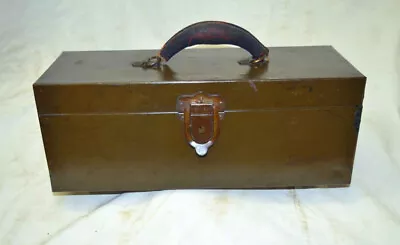 Vtg KENNEDY KITS Tool Tackle Box Two Removable Partitioned Trays Leather Handle • $38.50