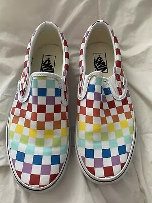 VANS Unisex Womens Men Rainbow Checkerboard Slip-on Shoes / 7.5 Men 9 Women NEW! • £34.71