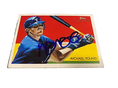 Michael Young 2010 Topps National Chicle Auto Ip Signed Texas Rangers Trhof Rare • $11.69