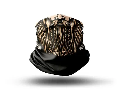 Washable Fabric Face Cover Neck Gaiter Nordic Viking Head Design Print EU Made • $14.95