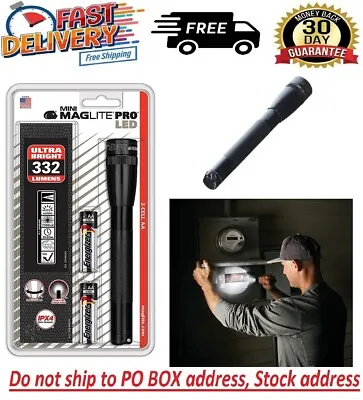 Maglite Mini PRO LED 2-Cell AA Flashlight With Holster Black - SP2P01H • $34.97