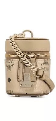 MCM  Cylinder Monogramed Crossbody Bag Gold • $175