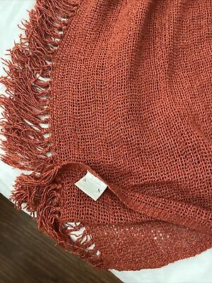 Restoration Hardware Viscose & Cotton Woven Beach Blanket Throw Rust Orange • $30