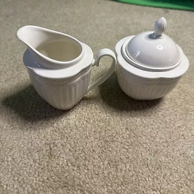 Mikasa Italian Countryside Sugar Bowl W Lid And Creamer Pitcher DD900 Cream • $29.99