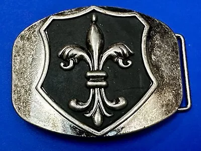 Fleur De Lis Celtic Cross Saints Symbol Black & Silver Color Belt Buckle • $7.94