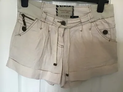 100% Linen Cream River Island Shorts With Pockets And Tie Waist Size 8 • £4.75