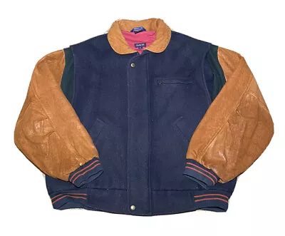 Vintage 90s Gant Multicolor Colorblock Wool/Suede Full Zip Heavy Jacket Size XL • $30