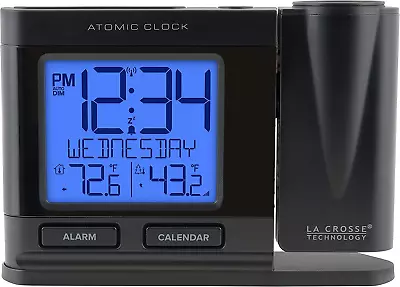 La Crosse Technology 616-41667-INT Black Atomic Projection Alarm Clock With Temp • $63.98