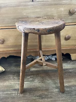 Vintage Wood Tri Leg 3 Leg Stool 20.5 Height. • $120