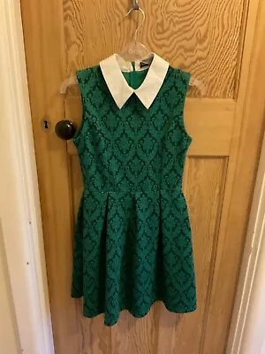 BNWOT Kela Loves London Collared Green Skater Dress Size 10 • $7.45