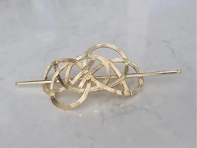 Glold Knot Metal  Filigree Hair Slide Stick Clip Barrette • $13.95