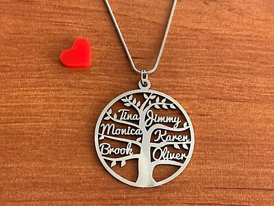 Personalized Tree Of Life Custom Family Names Necklace Stainless Steel Jewelry  • $22.90