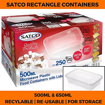 Microwave Plastic Food Takeaway Heavy Duty Satco 25 50 Containers With Lid 500ml • £3.99