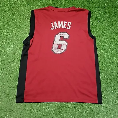 Adidas Miami Heat Lebron James #6 Jersey Mens Large Red NBA Faded • $27.99