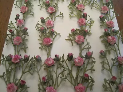 Set Of 4 Fuchsia Tipped White Rose Covered Vines 1:12 Scale Dollhouse Miniatures • $30.76