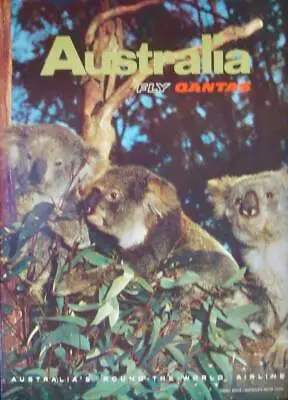 QANTAS AIRLINES AUSTRALIA Vintage 1967 Travel Poster 14.5x19 NM KOALAS • $125