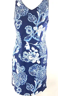 $20.54 • Buy Amanda Smith Ladies Dress Size 6 Blue White Sleeveless Floral Zipper Back