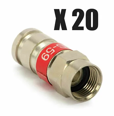 20 Pcs PCT-TRS-59 RG59 F Connector Universal Coaxial Cable Compression Fitting • $9.25