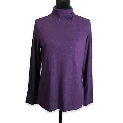 Croft & Barrow Long Sleeve Turtleneck Shirt In Plum Purple With Metallic Accents • $5.88