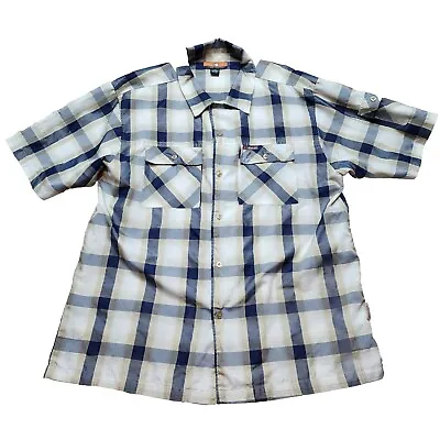 Veezo Wear Short Sleeved Button Up Shirt Mens 2XL Blue Plaid  Pockets • $16