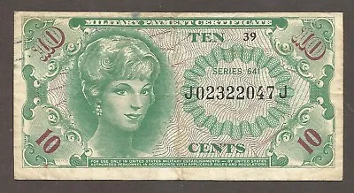 USA Military Payment Certificate 10 Cents 1965 (series 641); VF; P-M58; L-B1058a • $5