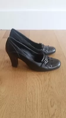 Black Leather Heels Size 5 • £25.99