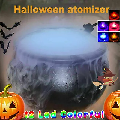 Halloween Witch Pot Fogger Machine Misting Cauldron Mist Maker Party Prop 12LED • $18.99