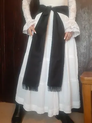 Mens Black Cummerband Sash Obi Belt Pirate Spanish Zorro Fancy Dress Costume New • £6.99