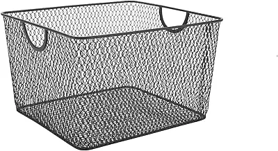 Household Wire Mesh Open Bin Shelf Storage Basket Organizer Black For Kitchen Pa • $30.99